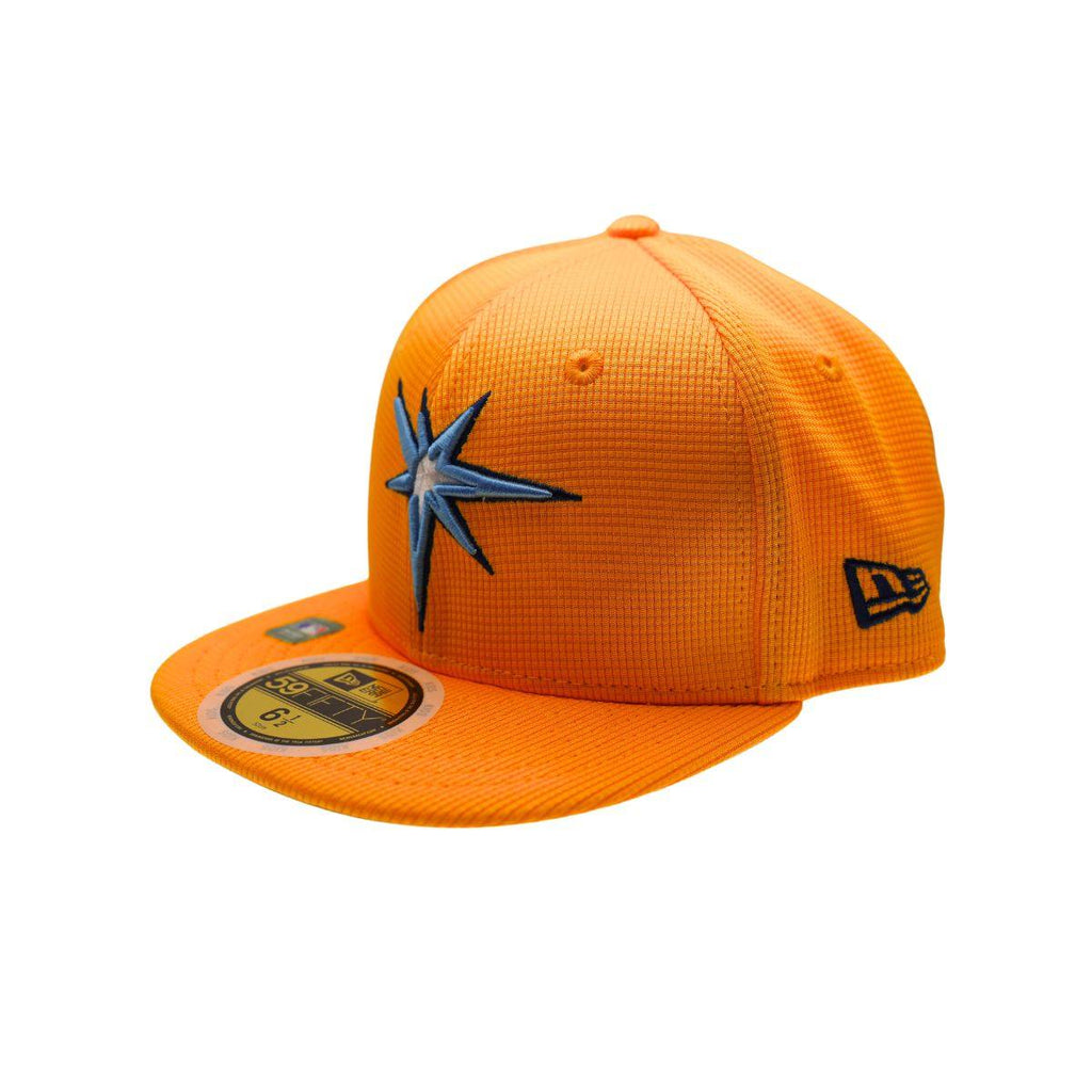 Rays Kids New Era Yellow Burst On Field 59Fifty Fitted Hat