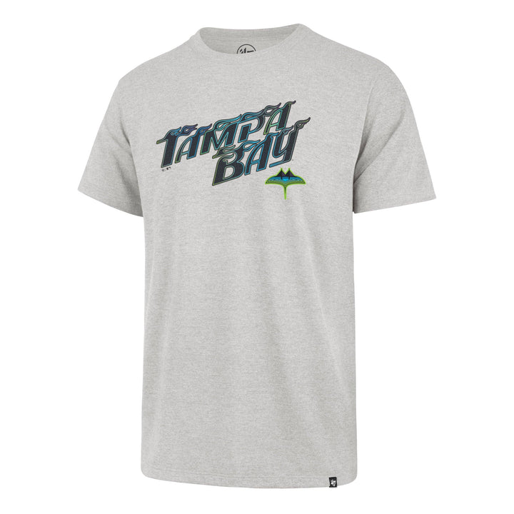 Rays Men's '47 Brand Grey City Connect Flames Wordmark T-Shirt - The Bay Republic | Team Store of the Tampa Bay Rays & Rowdies