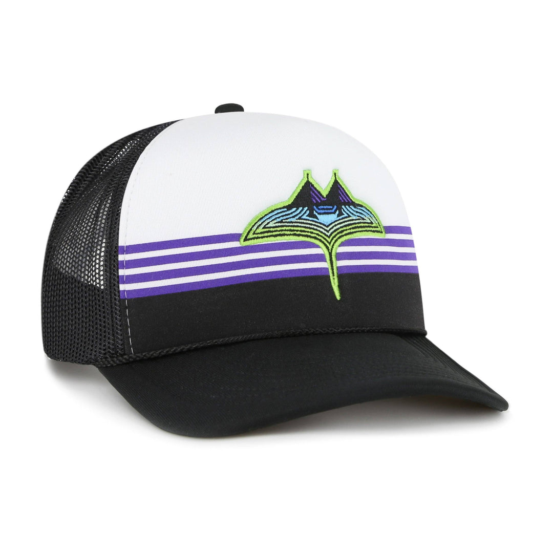 Rays Men's '47 Brand White Black City Connect Skyray Liftoff Trucker Adjustable Hat - The Bay Republic | Team Store of the Tampa Bay Rays & Rowdies