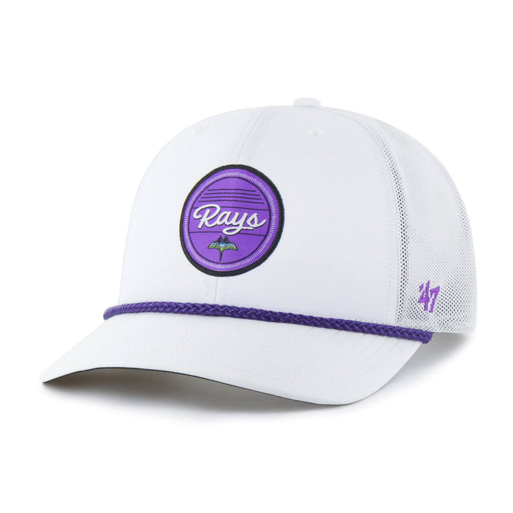 Rays Men's '47 Brand White Purple City Connect Fairway Skyray Trucker Adjustable Hat - The Bay Republic | Team Store of the Tampa Bay Rays & Rowdies
