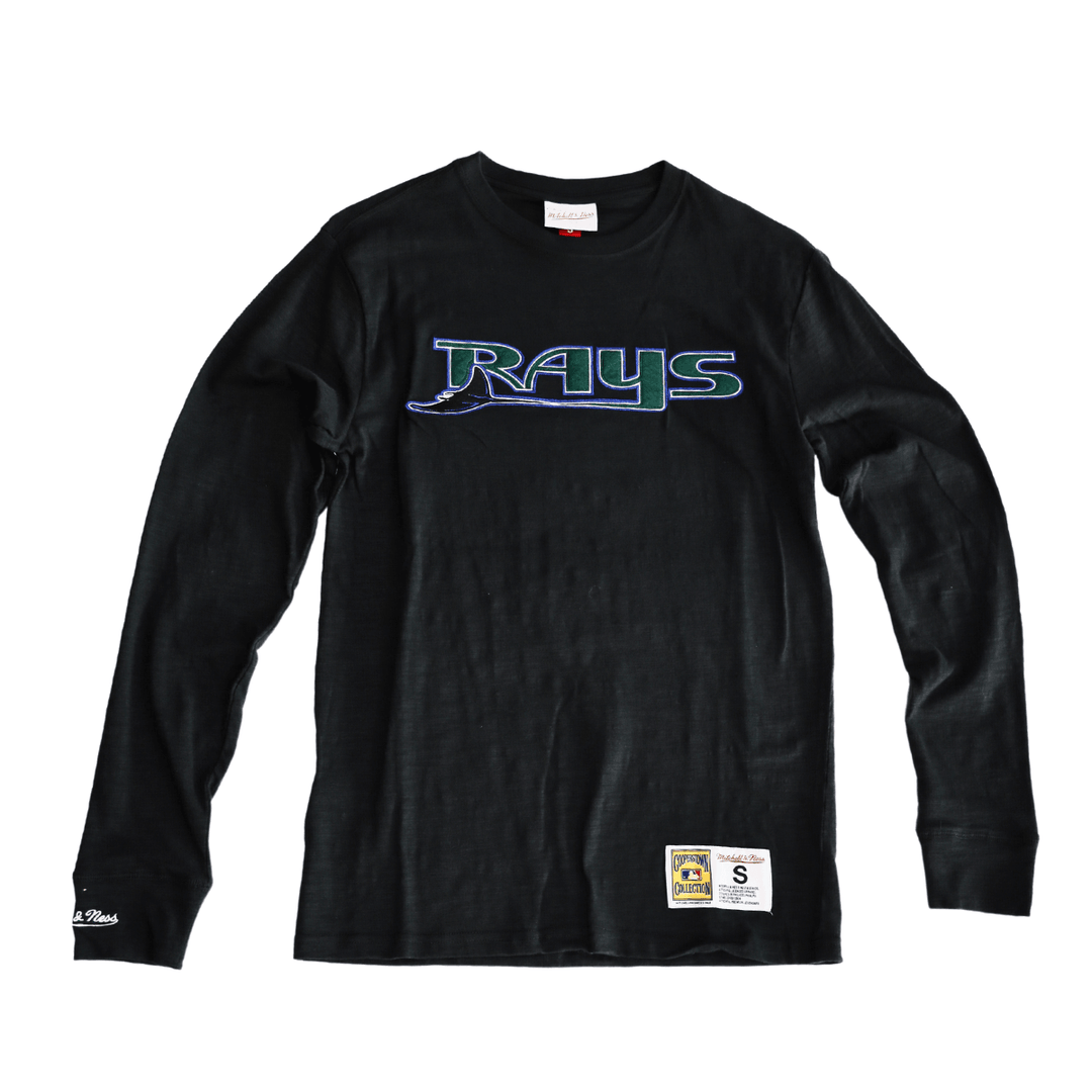 Rays Men s Mitchell Ness Black Legendary Slub Long Sleeve T Shirt