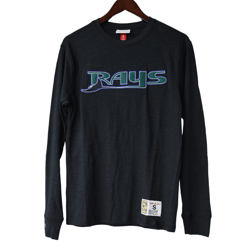 RAYS MEN'S BLACK LEGENDARY SLUB LONG SLEEVE MITCHELL AND NESS T-SHIRT - The Bay Republic | Team Store of the Tampa Bay Rays & Rowdies