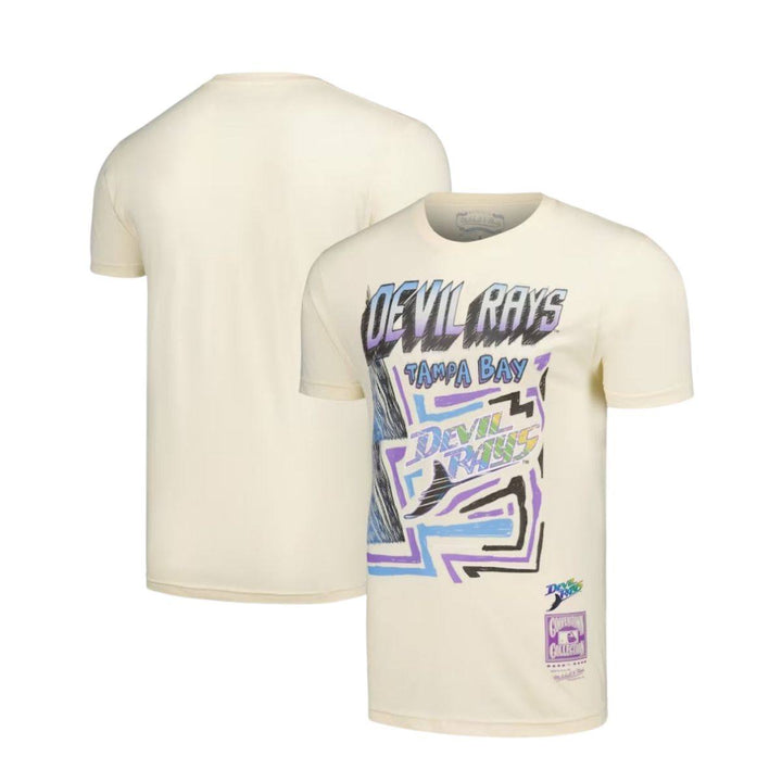 RAYS MEN'S CREAM SIDEWALK SKETCH DEVIL RAYS MITCHELL AND NESS T-SHIRT - The Bay Republic | Team Store of the Tampa Bay Rays & Rowdies