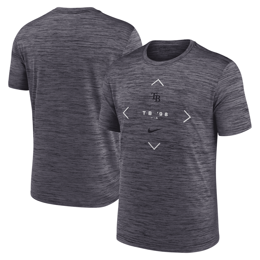RAYS MEN'S HEATHER BLACK NIKE DRI FIT REFLECTIVE VELOCITY T-SHIRT - The Bay Republic | Team Store of the Tampa Bay Rays & Rowdies