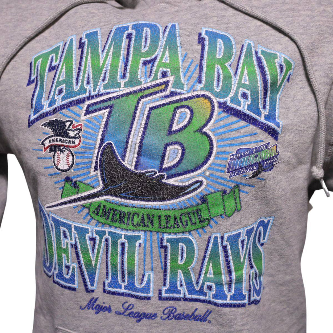 RAYS MEN'S LIGHT GREY DISTRESSED DEVIL RAYS NEW ERA HOODIE - The Bay Republic | Team Store of the Tampa Bay Rays & Rowdies