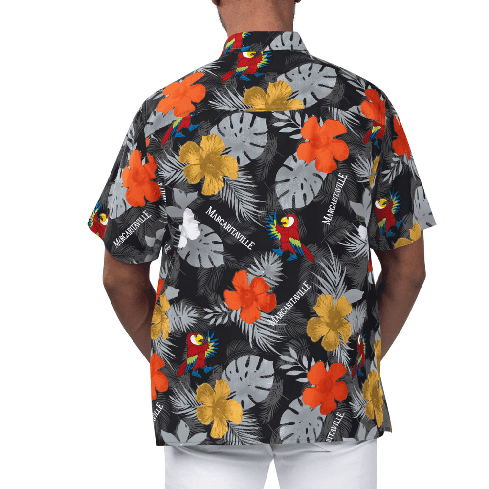 Rays Men's Margaritaville Black Floral Parrot TB Hawaiian Shirt - The Bay Republic | Team Store of the Tampa Bay Rays & Rowdies