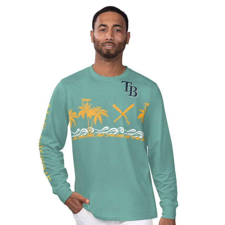 Rays Men's Margaritaville Seafoam Green Palm Trees Long Sleeve T-Shirt - The Bay Republic | Team Store of the Tampa Bay Rays & Rowdies