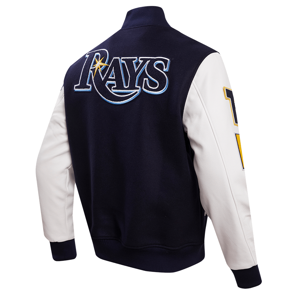 RAYS MEN'S NAVY RFC PROMAX WOOL VARSITY LETTERMAN JACKET - The Bay Republic | Team Store of the Tampa Bay Rays & Rowdies