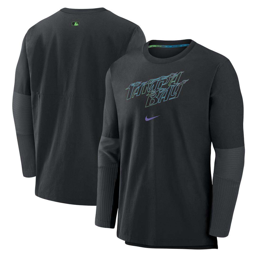 Rays Men's Nike Black Authentic City Connect Collection Player Pullover Sweatshirt - The Bay Republic | Team Store of the Tampa Bay Rays & Rowdies