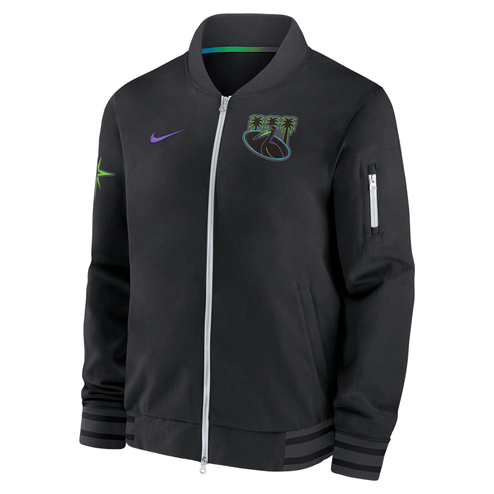 Rays Men's Nike Black City Connect Pelican Bomber Jacket - The Bay Republic | Team Store of the Tampa Bay Rays & Rowdies