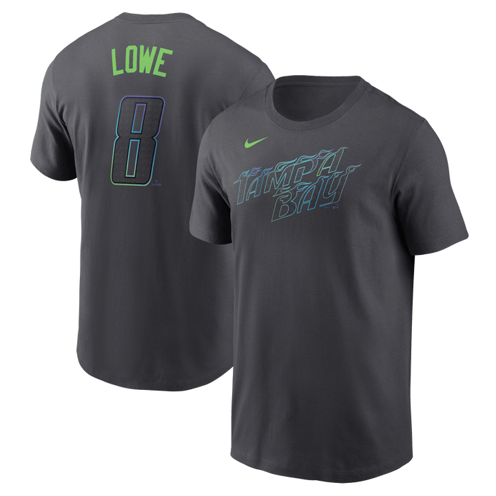 Rays Men's Nike Charcoal Grey City Connect Brandon Lowe Player T-Shirt - The Bay Republic | Team Store of the Tampa Bay Rays & Rowdies