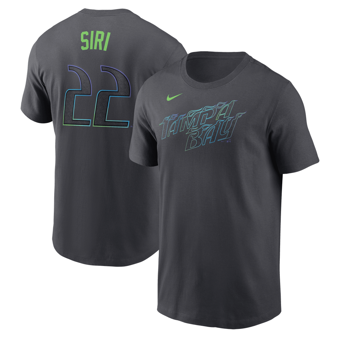 Rays Men's Nike Charcoal Grey City Connect Jose Siri Player T-Shirt - The Bay Republic | Team Store of the Tampa Bay Rays & Rowdies