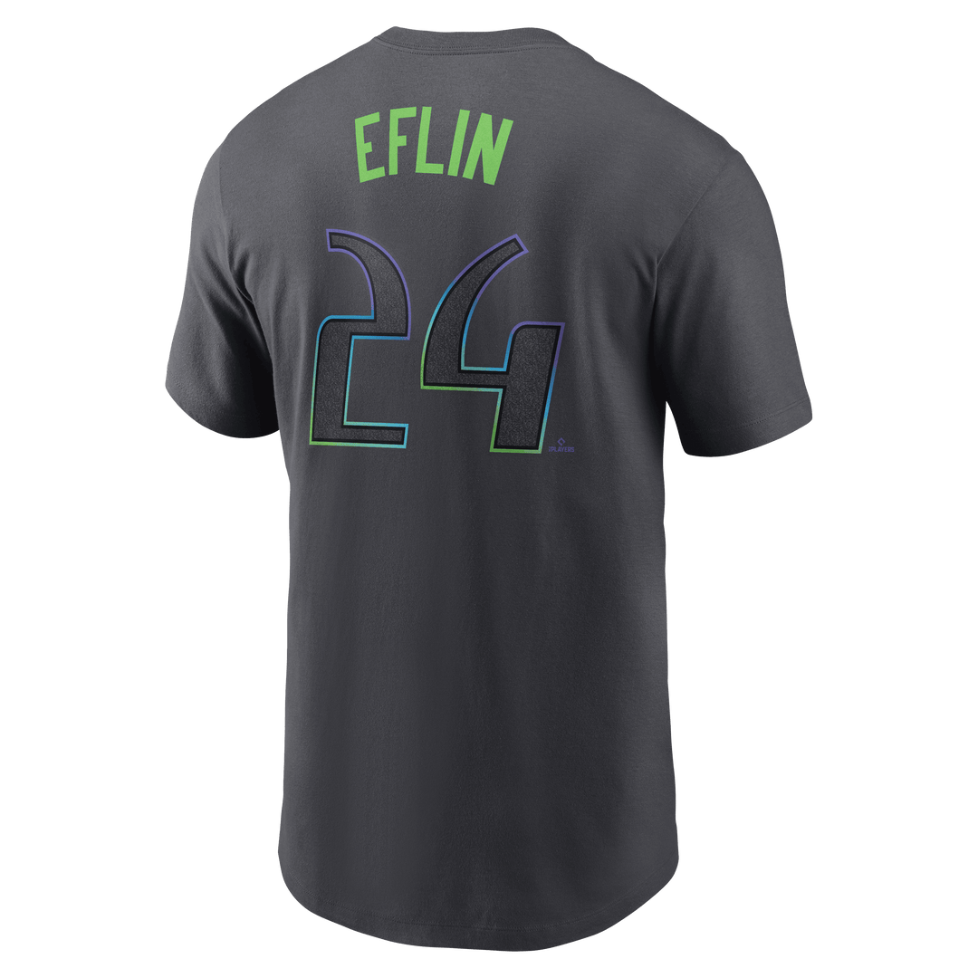 Rays Men's Nike Charcoal Grey City Connect Zach Eflin Player T-Shirt - The Bay Republic | Team Store of the Tampa Bay Rays & Rowdies