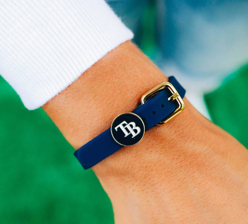 RAYS NAVY TB AMANDA SILICONE RUSTIC CUFF BRACELET - The Bay Republic | Team Store of the Tampa Bay Rays & Rowdies
