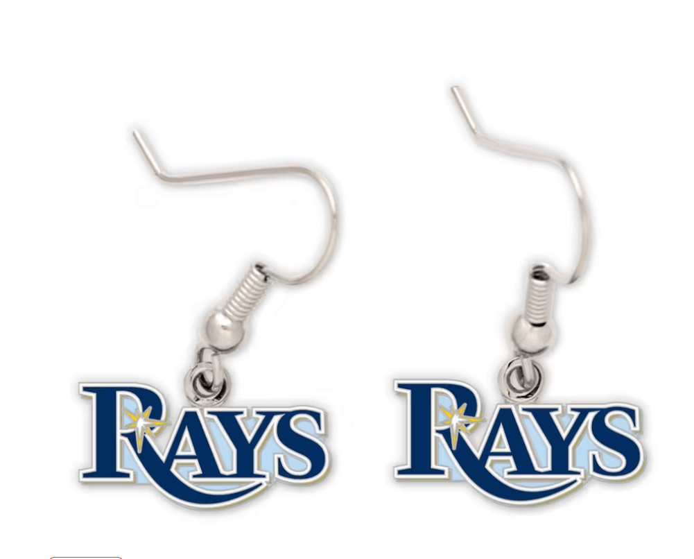 RAYS NAVY WORDMARK HOOK EARRINGS - The Bay Republic | Team Store of the Tampa Bay Rays & Rowdies