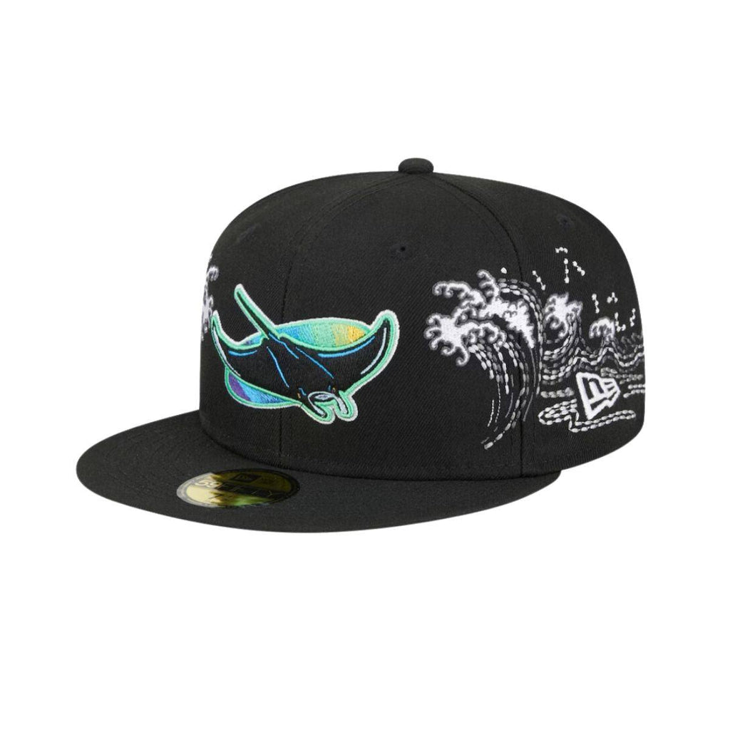 Tampa Bay Rays New Era Black Alt Tonal Wave 59Fifty Fitted Hat The Bay Republic