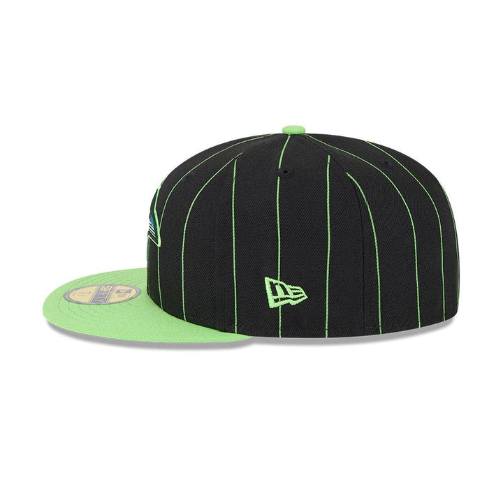 Rays New Era Black and Green Pin Stripes City Connect Skyray Tampa Bay 59Fifty Fitted Hat - The Bay Republic | Team Store of the Tampa Bay Rays & Rowdies