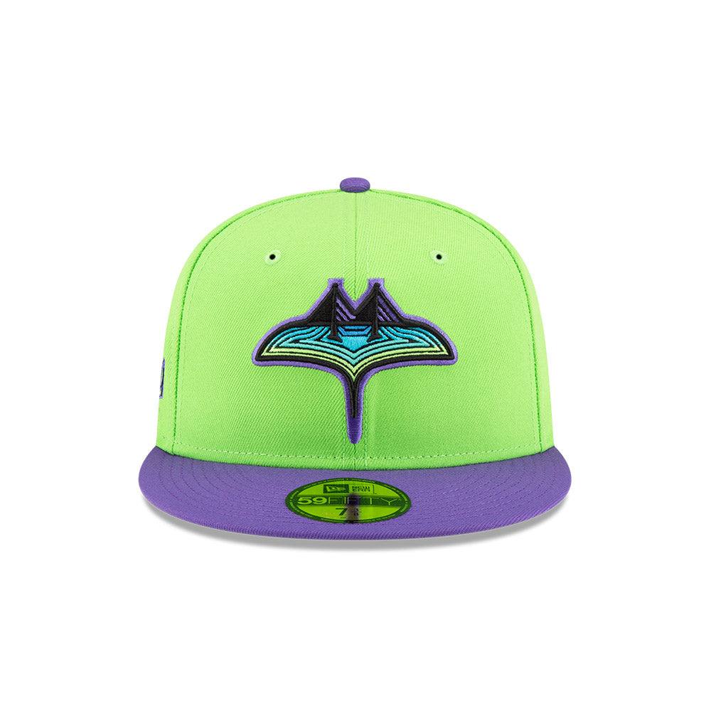 Rays New Era Lime Green Purple Two Tone City Connect Skyway Tampa Bay Flames 59Fifty Fitted Hat - The Bay Republic | Team Store of the Tampa Bay Rays & Rowdies