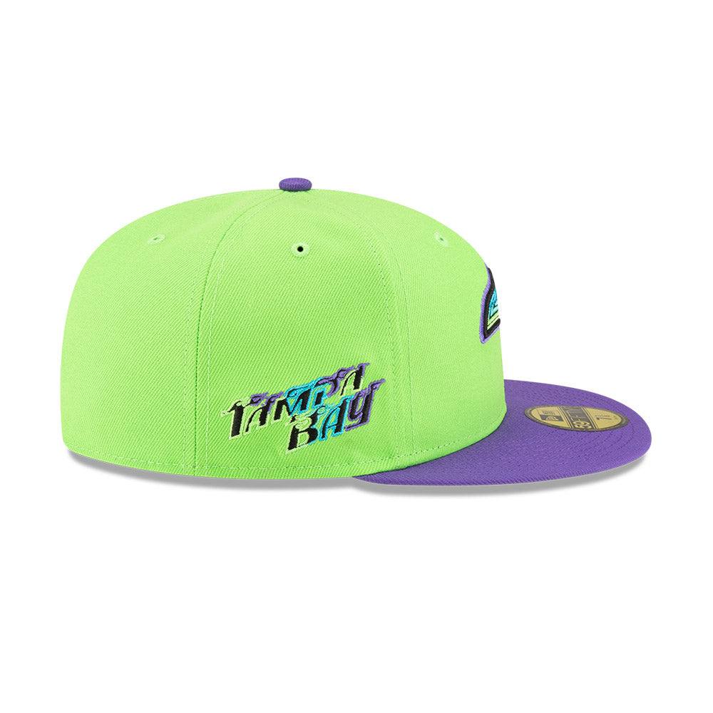 Rays New Era Lime Green Purple Two Tone City Connect Skyway Tampa Bay Flames 59Fifty Fitted Hat - The Bay Republic | Team Store of the Tampa Bay Rays & Rowdies