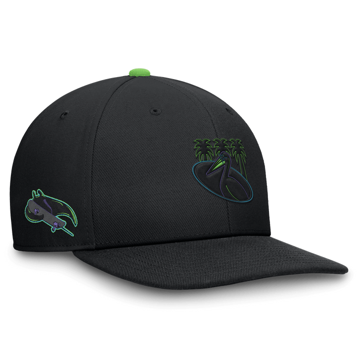 Rays Nike Black City Connect Pelican SkateRay Snapback Pro Cap Hat - The Bay Republic | Team Store of the Tampa Bay Rays & Rowdies