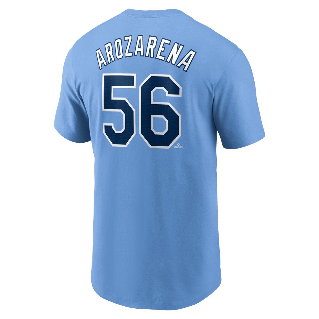 Rays Nike Columbia Blue Randy Arozarena 2024 Name and Number T-Shirt - The Bay Republic | Team Store of the Tampa Bay Rays & Rowdies