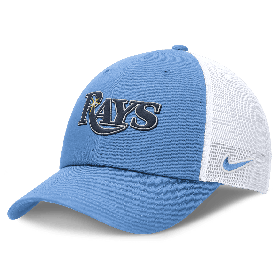 Rays Nike Light Blue Wordmark Club Cap Adjustable Mesh Hat - The Bay Republic | Team Store of the Tampa Bay Rays & Rowdies