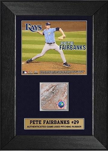 Rays Pete Fairbanks Authentic Game Used Pitching Rubber Piece Display - The Bay Republic | Team Store of the Tampa Bay Rays & Rowdies