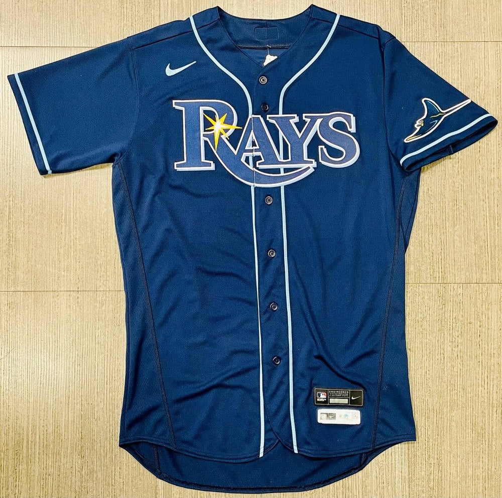 RAYS RANDY AROZARENA TEAM ISSUED AUTHENTIC AUTOGRAPHED NAVY RAYS JERSEY - The Bay Republic | Team Store of the Tampa Bay Rays & Rowdies