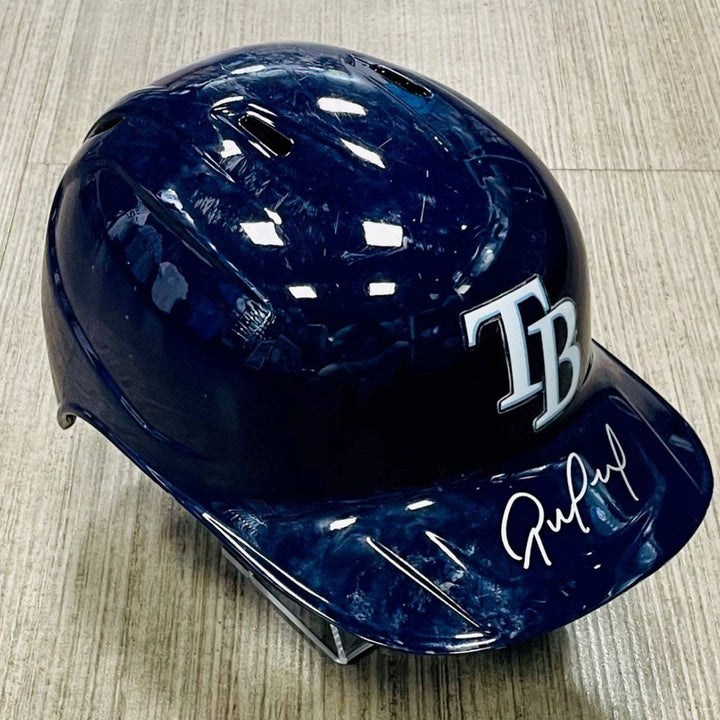 RAYS RENE PINTO GAME-USED AUTOGRAPHED TB BATTING HELMET - The Bay Republic | Team Store of the Tampa Bay Rays & Rowdies