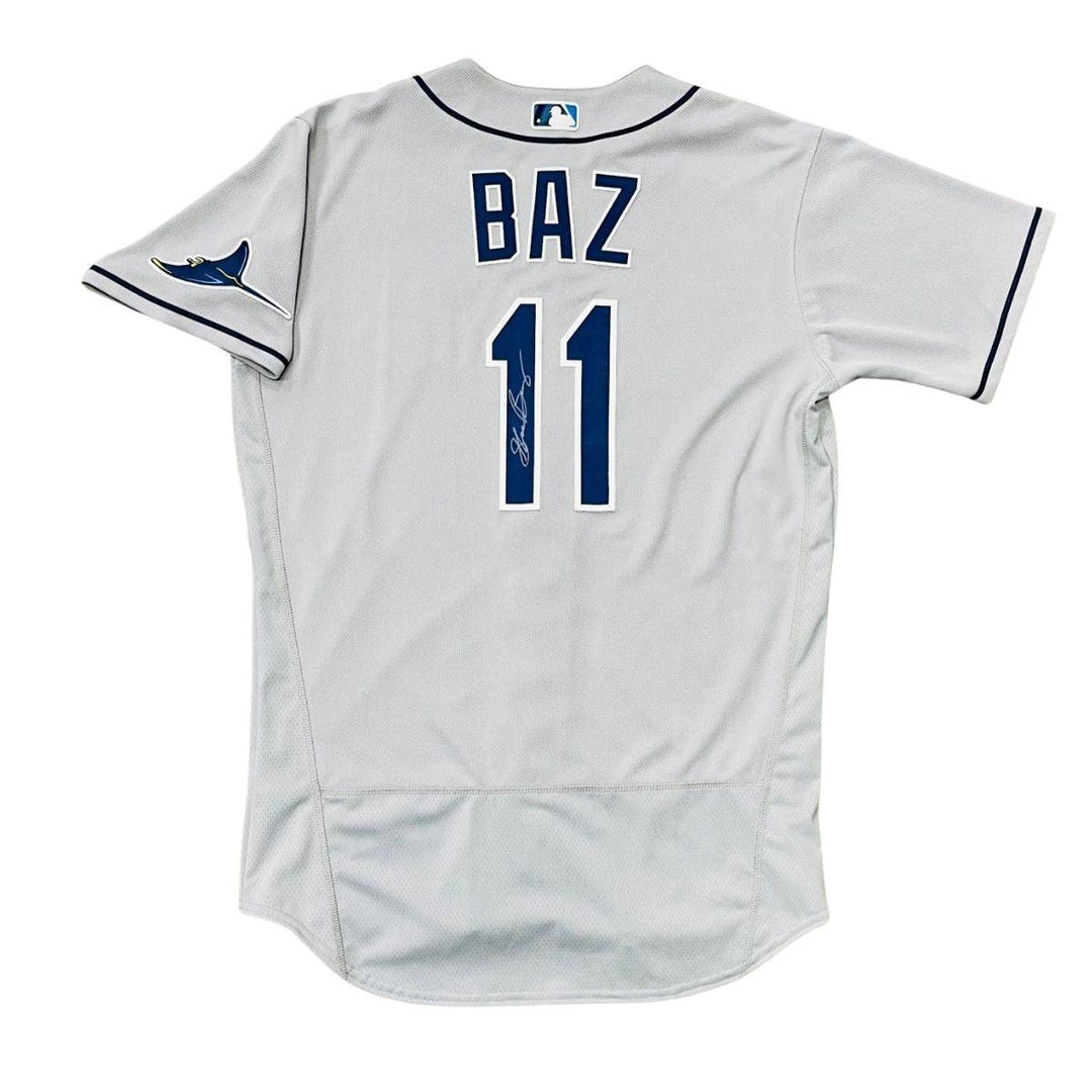 RAYS SHANE BAZ TEAM ISSUED AUTHENTIC AUTOGRAPHED GREY RAYS JERSEY - The Bay Republic | Team Store of the Tampa Bay Rays & Rowdies