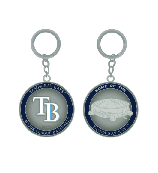 Rays Silver and Navy Two Sided Tropicana Field Home of the Rays Keychain - The Bay Republic | Team Store of the Tampa Bay Rays & Rowdies