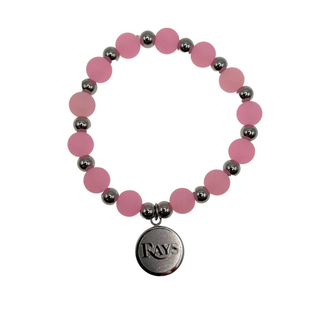 RAYS SILVER AND PINK WORDMARK RUSTIC CUFF BEADED BRACELET - The Bay Republic | Team Store of the Tampa Bay Rays & Rowdies