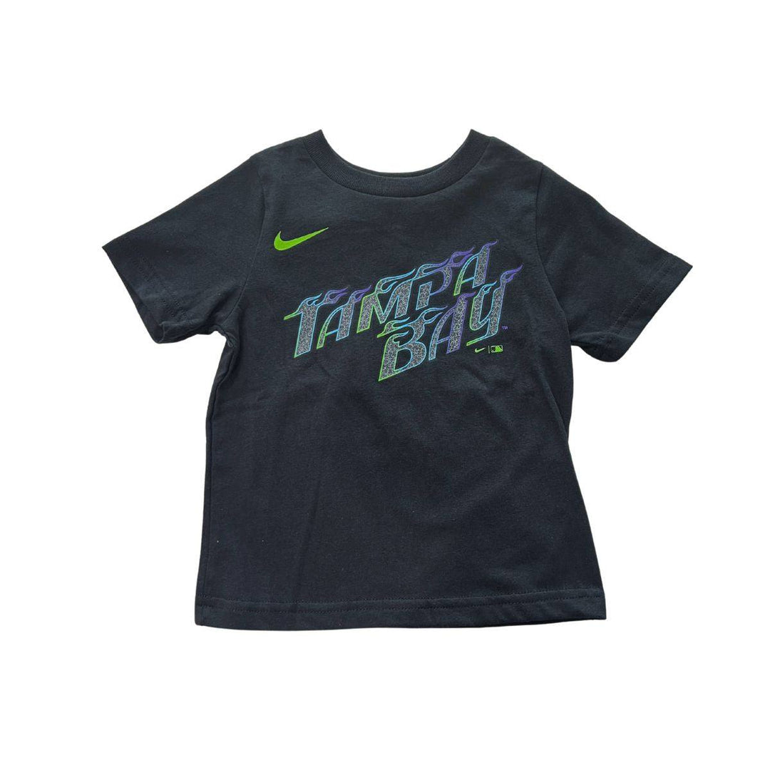 Rays Toddler Nike Black Flames Wordmark City Connect T-Shirt - The Bay Republic | Team Store of the Tampa Bay Rays & Rowdies