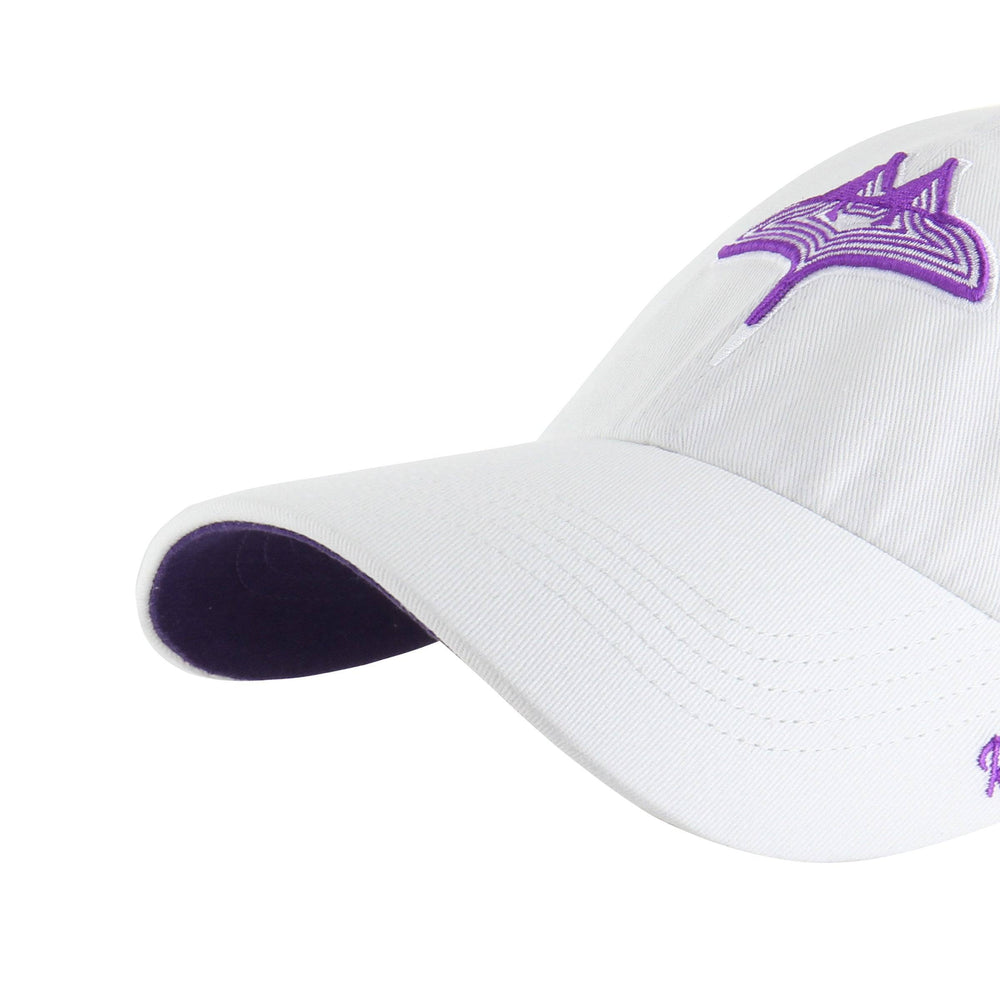 Rays Women's '47 Brand White Purple City Connect Skyray Clean Up Adjustable Hat - The Bay Republic | Team Store of the Tampa Bay Rays & Rowdies