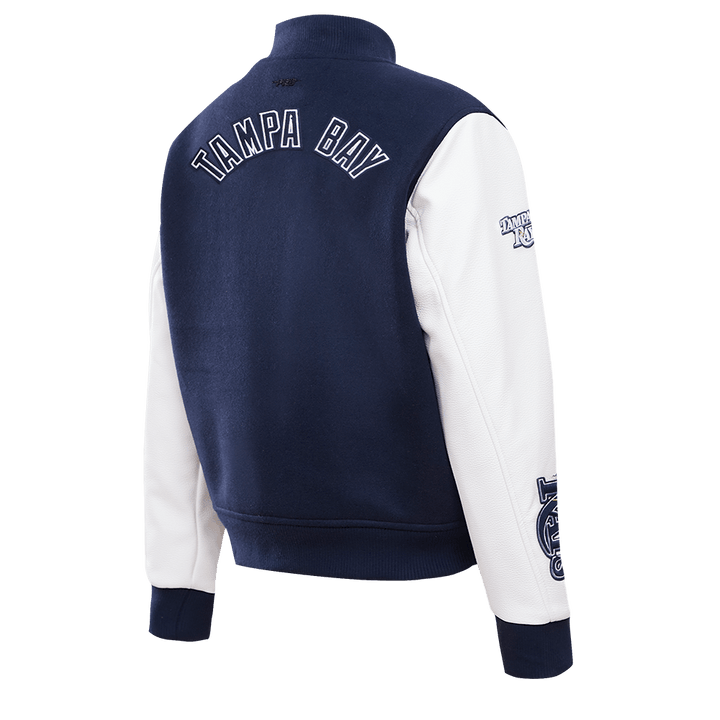 RAYS WOMEN'S NAVY RFC PROMAX VARSITY LETTERMAN JACKET - The Bay Republic | Team Store of the Tampa Bay Rays & Rowdies