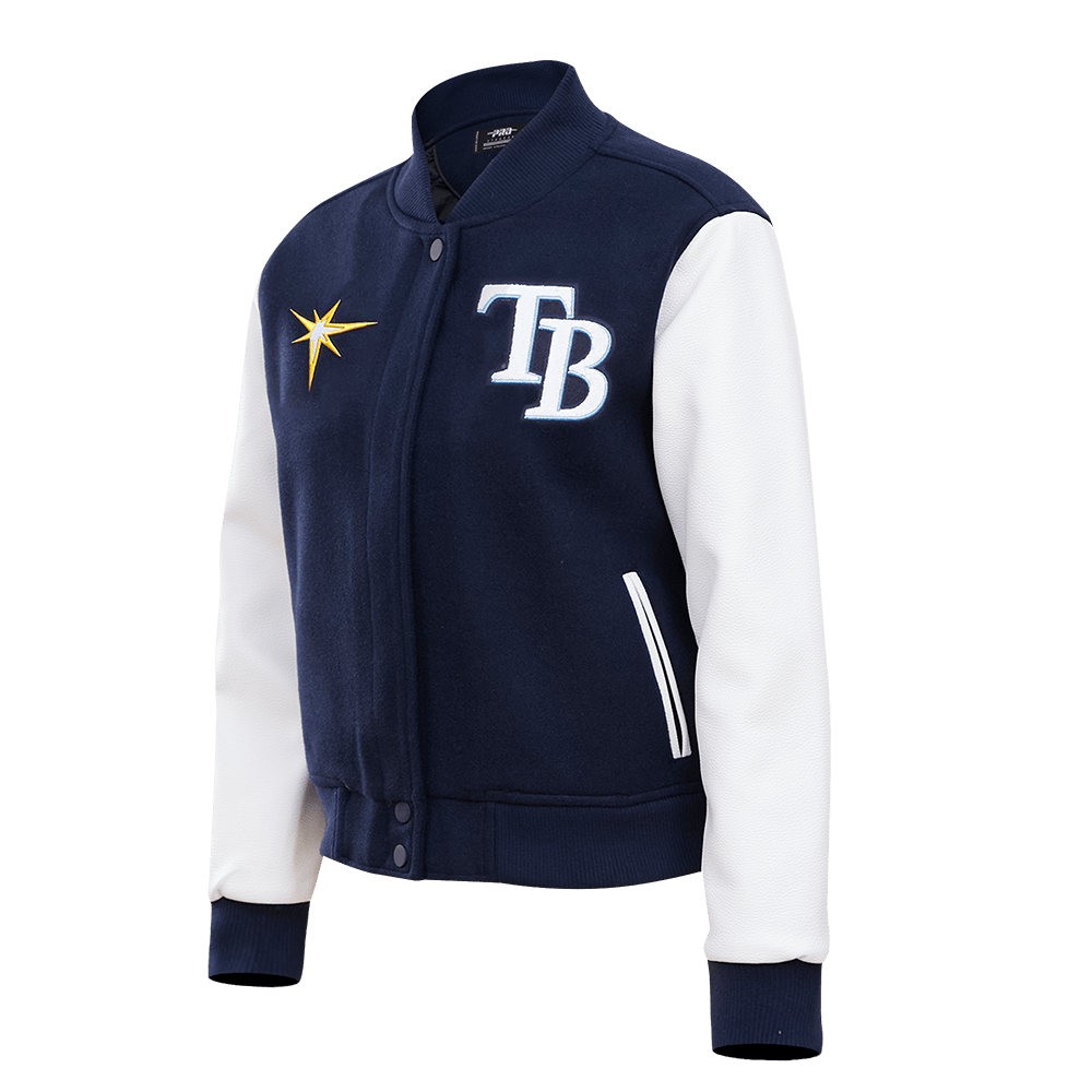 RAYS WOMEN'S NAVY RFC PROMAX VARSITY LETTERMAN JACKET - The Bay Republic | Team Store of the Tampa Bay Rays & Rowdies