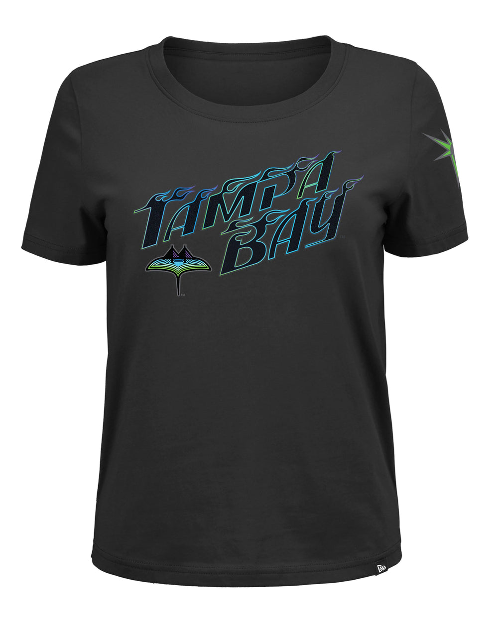 Rays Women's New Era Black City Connect Wordmark Skyray T-Shirt - The Bay Republic | Team Store of the Tampa Bay Rays & Rowdies