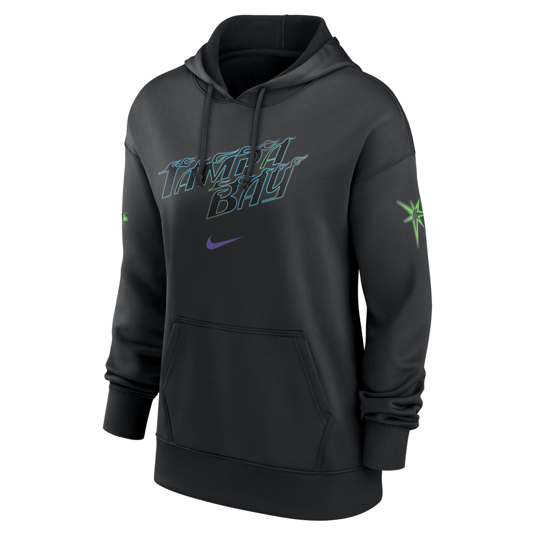 Rays Women's Nike Black Authentic Collection City Connect Therma Hoodie - The Bay Republic | Team Store of the Tampa Bay Rays & Rowdies