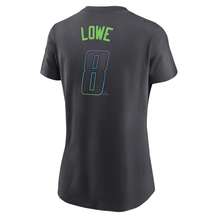 Rays Women's Nike Charcoal Grey City Connect Brandon Lowe Player T-Shirt - The Bay Republic | Team Store of the Tampa Bay Rays & Rowdies