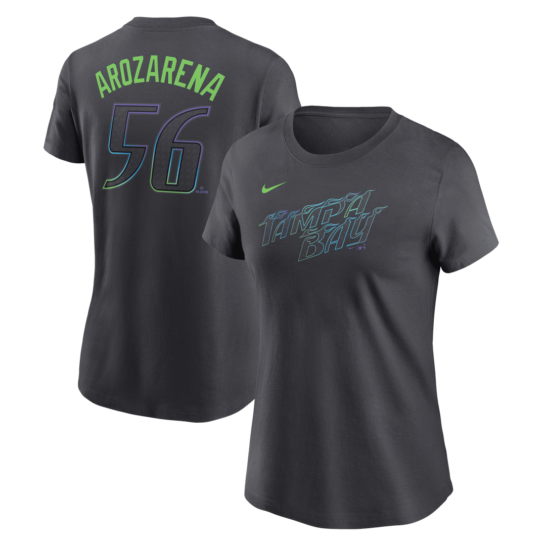 Rays Women's Nike Charcoal Grey City Connect Randy Arozarena Player T-Shirt - The Bay Republic | Team Store of the Tampa Bay Rays & Rowdies