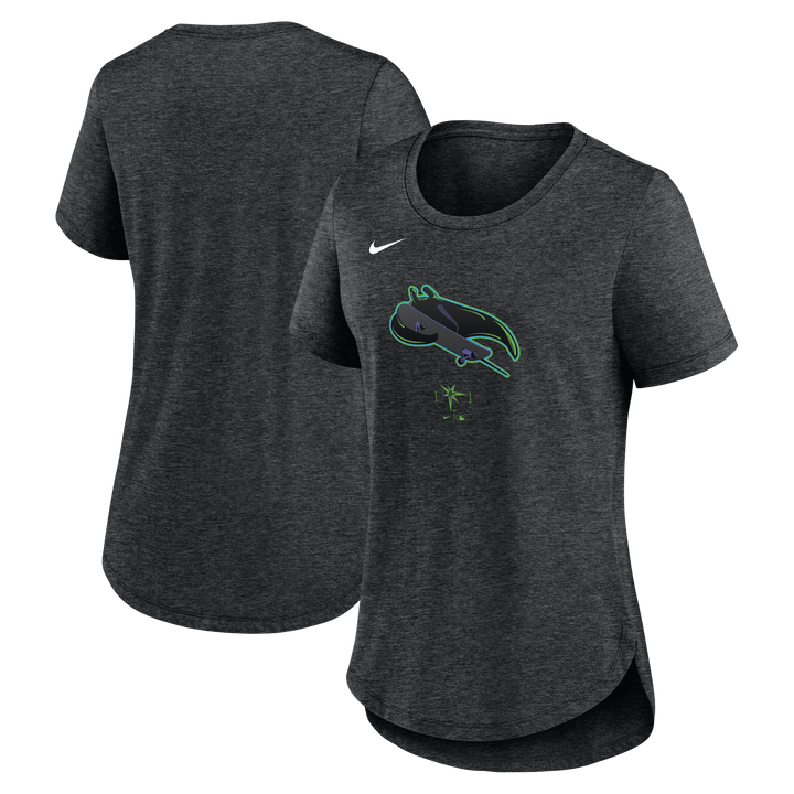 Rays Women's Nike Charcoal Grey Skateboard Logo City Connect T-Shirt - The Bay Republic | Team Store of the Tampa Bay Rays & Rowdies