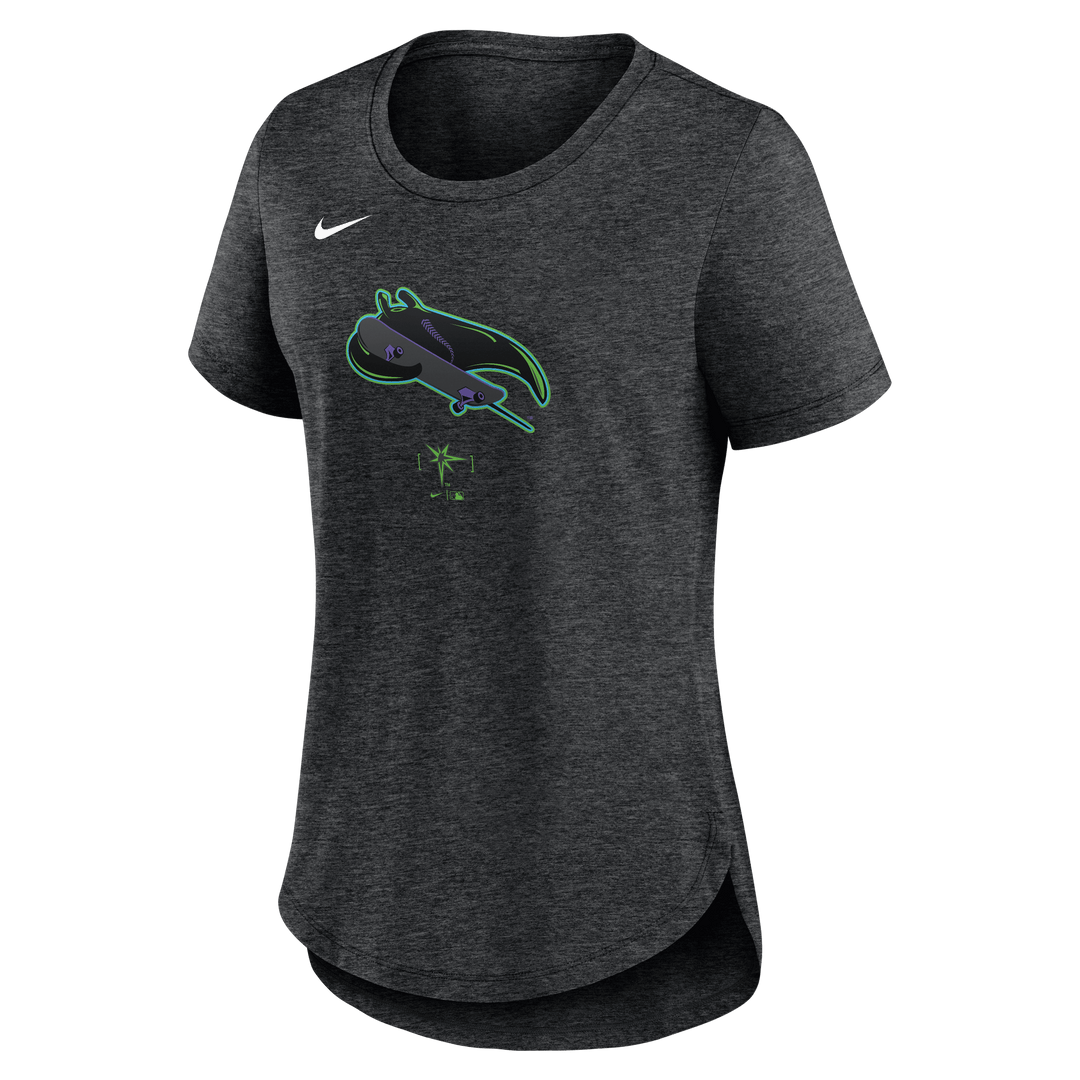 Rays Women's Nike Charcoal Grey Skateboard Logo City Connect T-Shirt - The Bay Republic | Team Store of the Tampa Bay Rays & Rowdies