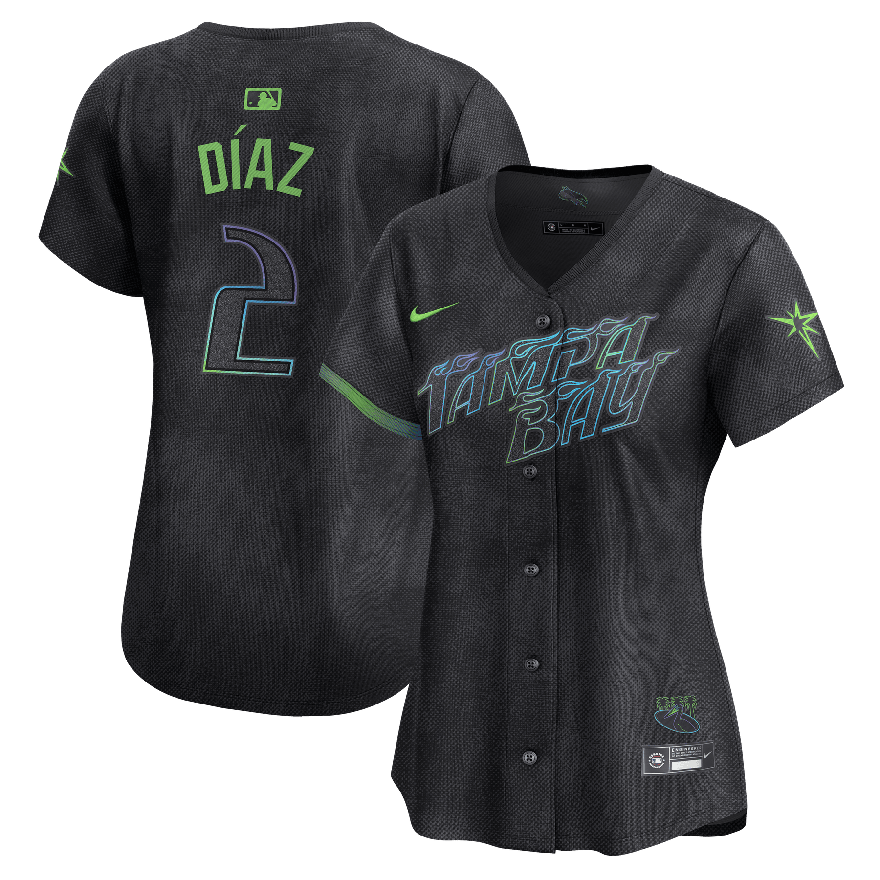 Tampa Bay Rays Women's Nike Charcoal Grey Yandy Diaz City Connect Tampa Bay Rays Women's Nike Charcoal Grey Yandy Diaz City Connect