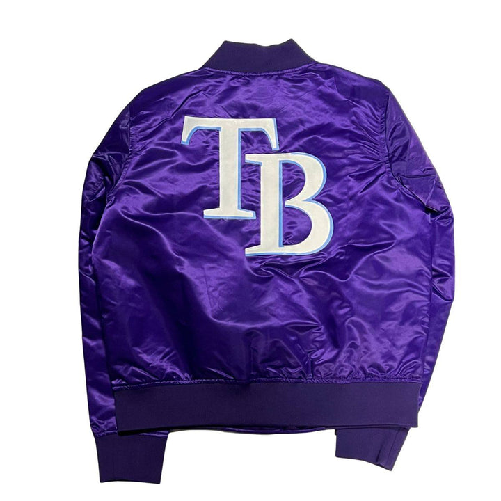RAYS WOMEN'S PURPLE ALL LOGOS RFC PROMAX SATIN JACKET - The Bay Republic | Team Store of the Tampa Bay Rays & Rowdies