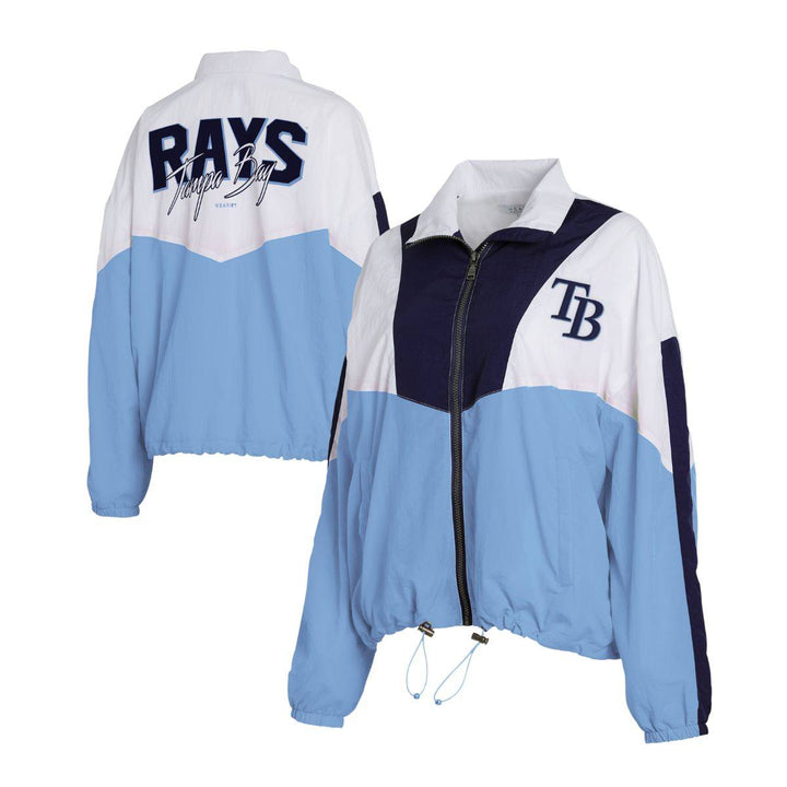 Rays Women's WEAR by Erin Andrews Blue Colorblock Full-Zip Windbreaker Jacket - The Bay Republic | Team Store of the Tampa Bay Rays & Rowdies