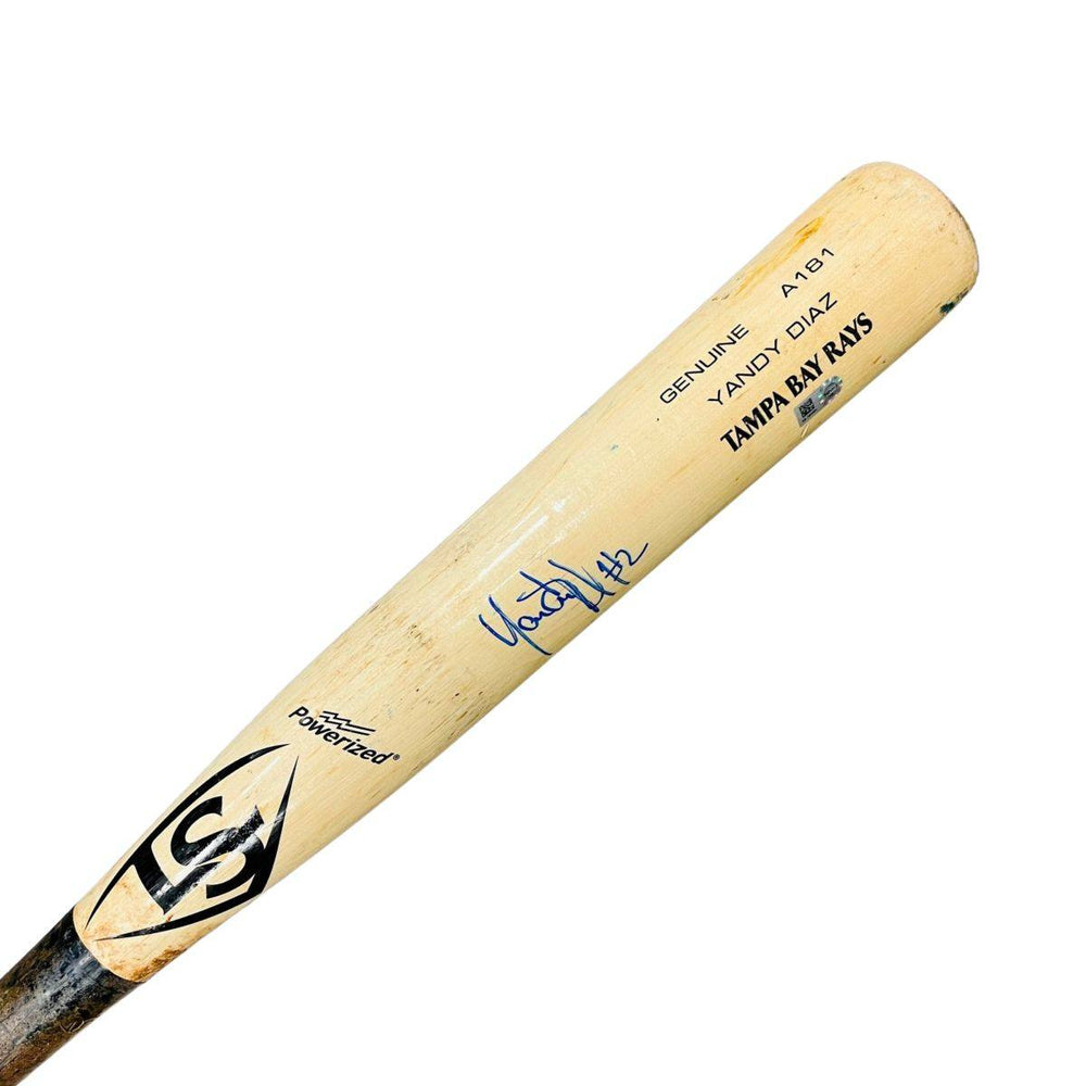 RAYS YANDY DIAZ GAME USED AUTOGRAPHED BROKEN BAT - The Bay Republic | Team Store of the Tampa Bay Rays & Rowdies