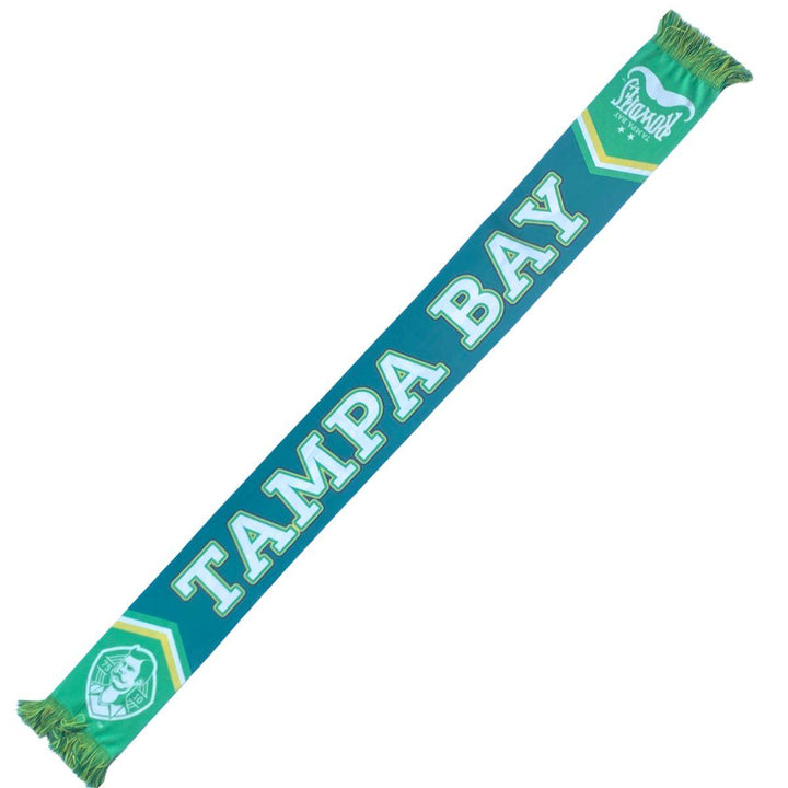 Rowdies Green and Yellow Dual Sided Tampa Bay Mustache Crest Scarf - The Bay Republic | Team Store of the Tampa Bay Rays & Rowdies
