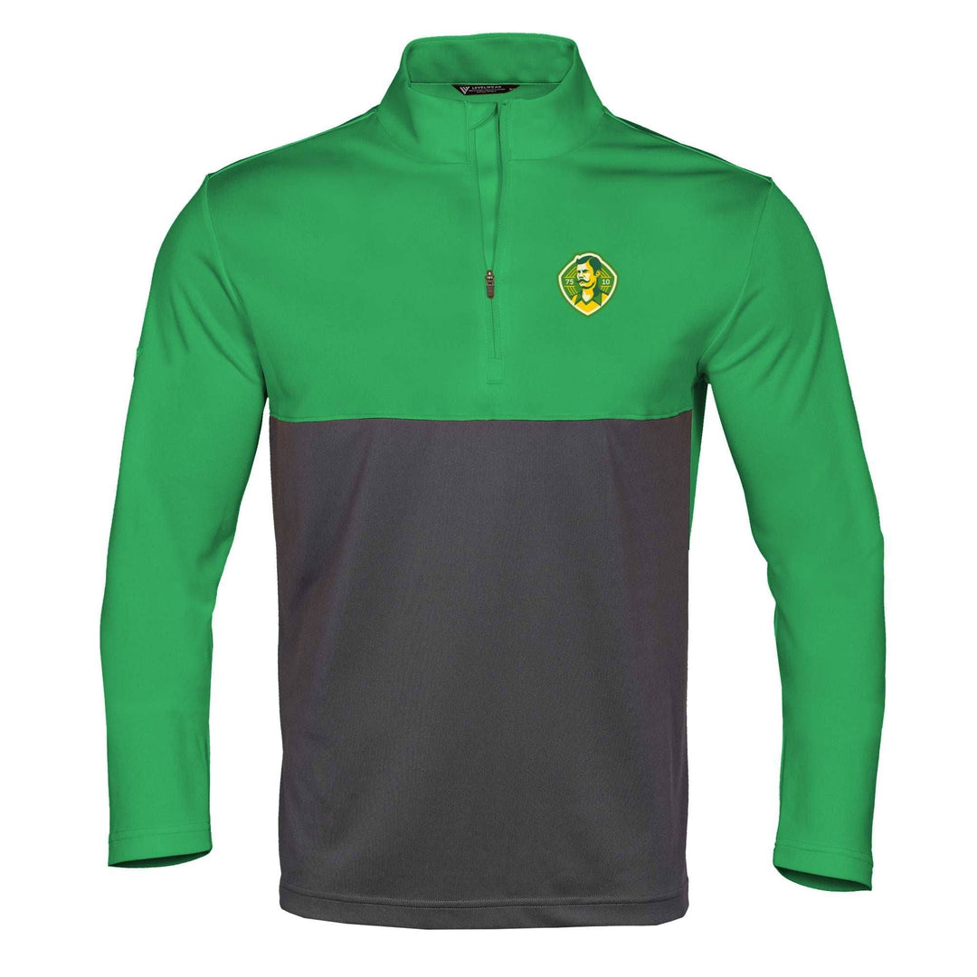 Rowdies Levelwear Kelly Green & Grey Pursue Crest Half Zip Pullover - The Bay Republic | Team Store of the Tampa Bay Rays & Rowdies