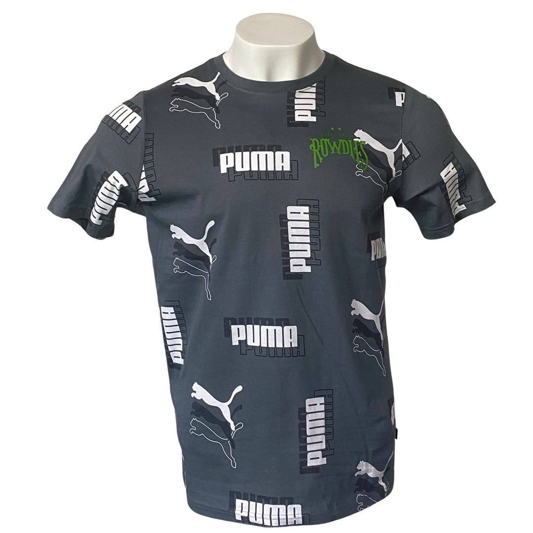 Rowdies Men's Puma Grey 2 Star All Over Puma Print T-Shirt - The Bay Republic | Team Store of the Tampa Bay Rays & Rowdies