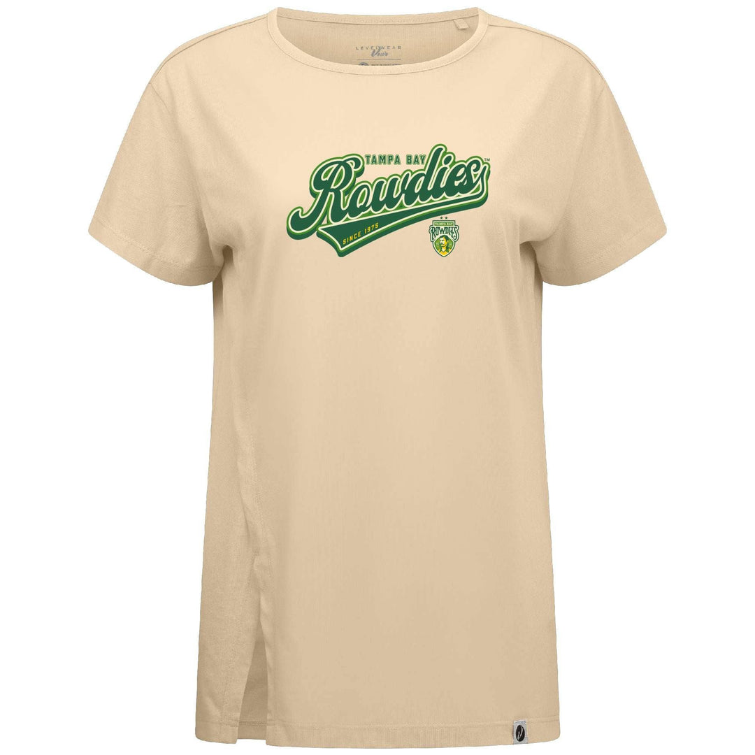 Rowdies Women's Levelwear Beige Influx TBR Sweep T-Shirt - The Bay Republic | Team Store of the Tampa Bay Rays & Rowdies